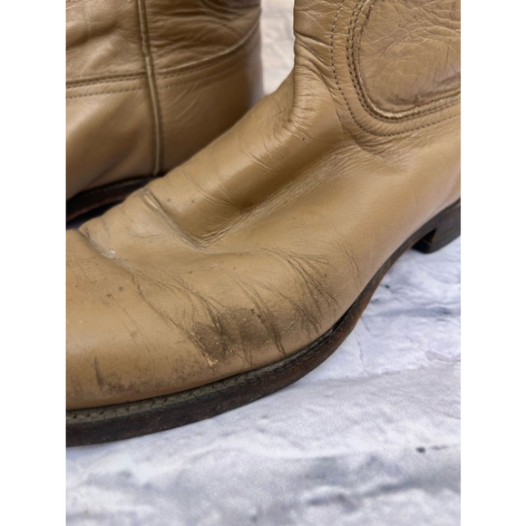 Men's Justin Beige Leather Cowboy Boots Size 7.5 - Picture 5 of 9